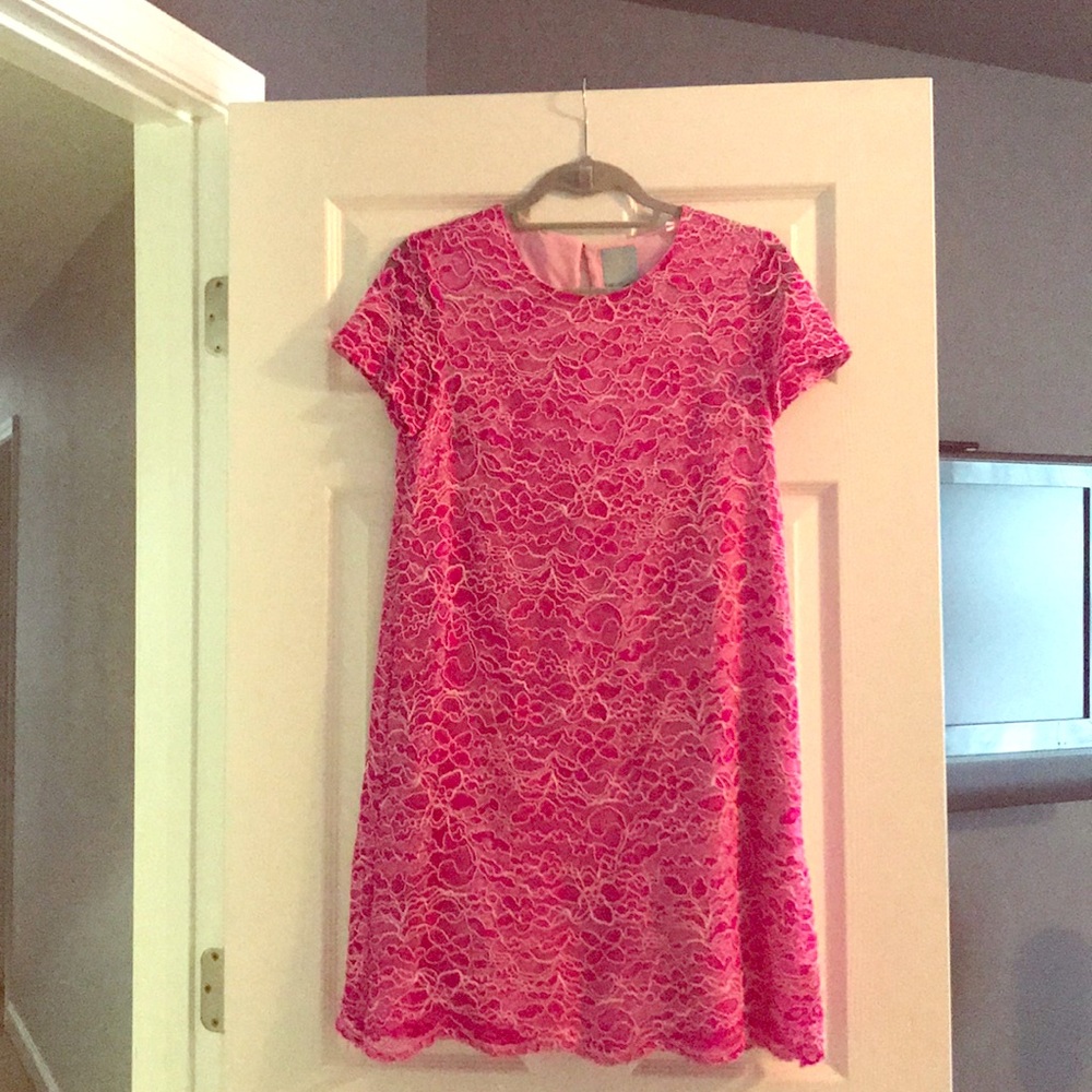 🌸 Pretty in Pink Lace Overlay Dress 🌸